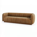 Canapé 3 places 220 cm brun aspect cuir style contemporain