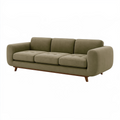 Canapé 3 places 220 cm en tissu vert kaki avec pieds en bois style moderne