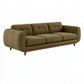 Canapé 3 places 220 cm en tissu kaki avec pieds en bois style contemporain