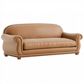 Canapé 2 places 190 cm revêtement aspect cuir camel style classique