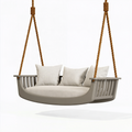 Balancelle suspendue 2 places 150 x 75 x 55 cm beige et marron en cordes tressées pour extérieur style contemporain