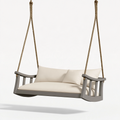 Balancelle de jardin 140 x 65 x 55 cm en bois gris avec cordes style contemporain