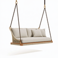 Balancelle suspendue 180 cm en bois et cordage beige pour extérieur style contemporain