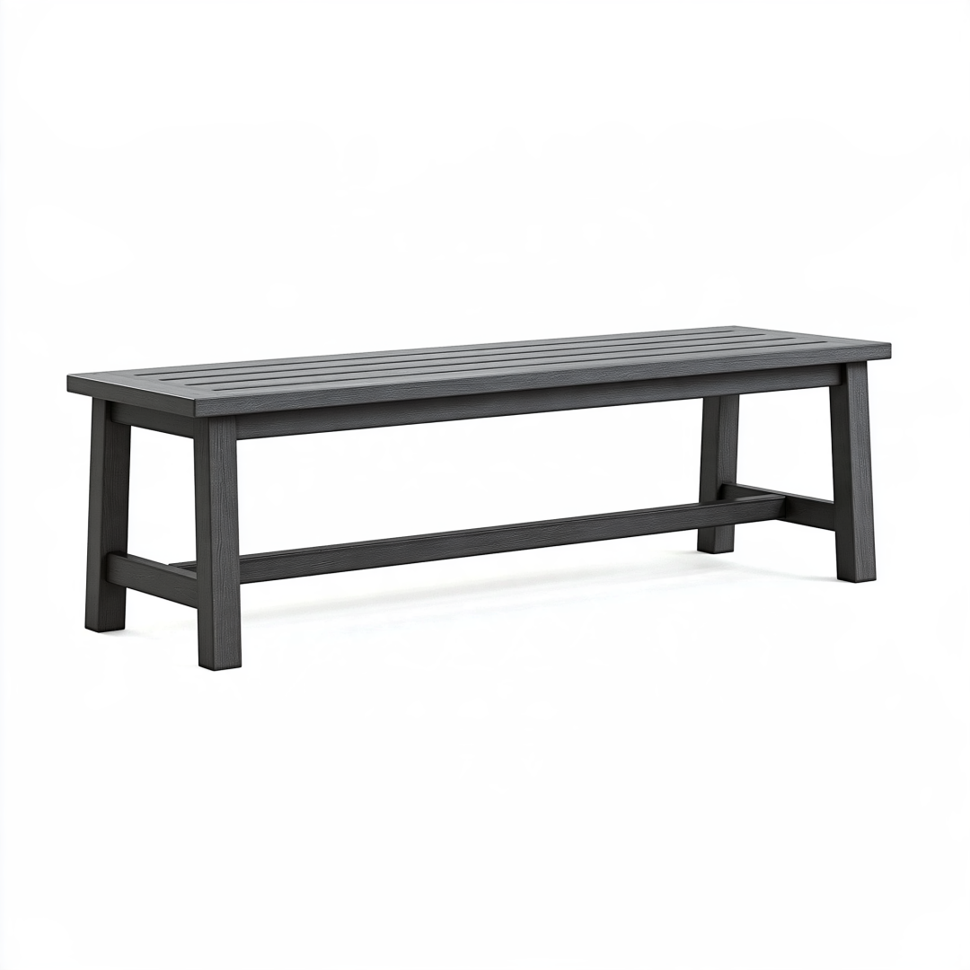 Banc de jardin 150 x 35 x 45 cm en bois noir à lattes style contemporain