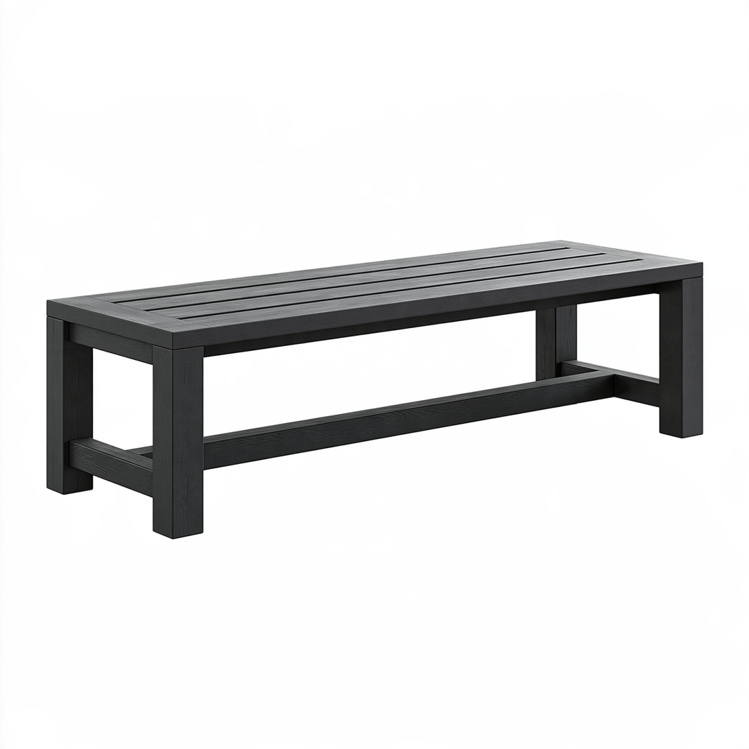 Banc de jardin 150 x 40 x 45 cm en bois composite noir - design à lattes