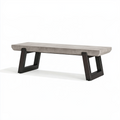 Banc 180 x 40 x 45 cm en béton gris et bois brun style industriel