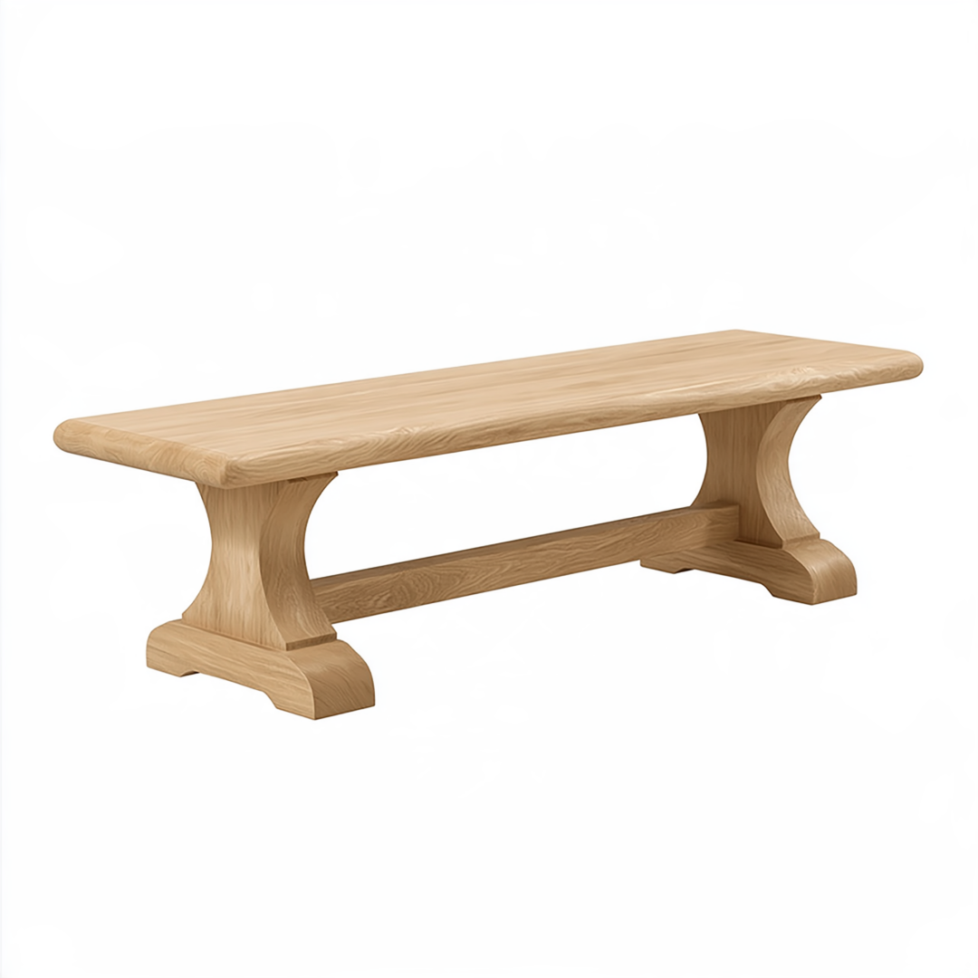 Banc 160 x 40 x 45 cm en bois naturel style rustique à piètement tréteau